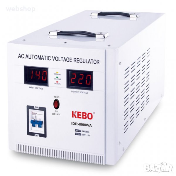 Стабилизатор на напрежение KEBO със серво мотор IDR-8000 140VAC/260VAC 220VAC 8000VA, снимка 1