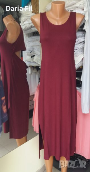 Рокля в бордо с отворен гръб  - трико , снимка 1