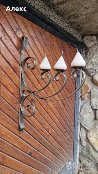 Масивен стенен свещник, ковано желязо– 2.1кг, 60см/ 50см, снимка 1