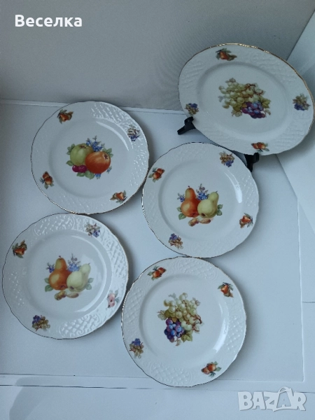 5 бр чинии за десерт Бавария, декорация с плодове , снимка 1