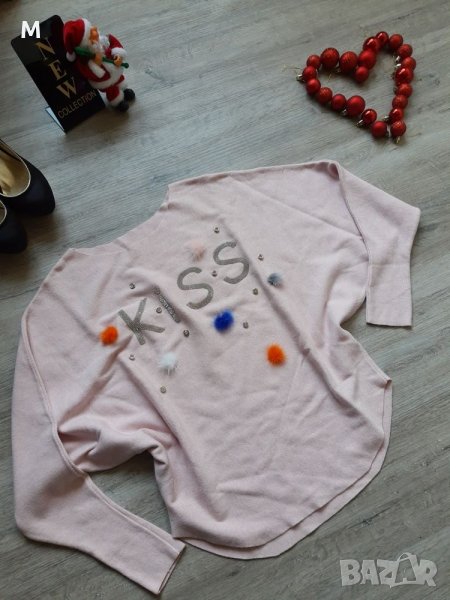 Нов уникален пуловер Kiss с камъни и косъм на намаление, снимка 1