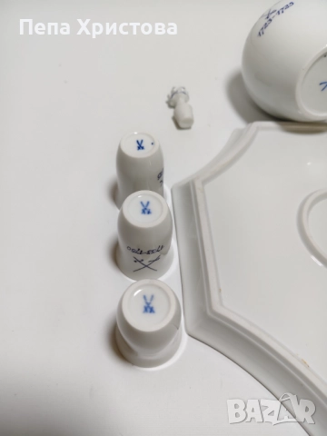 Колекционерски комплект за ликьор от немски порцелан Meissen , снимка 9 - Сервизи - 52596017