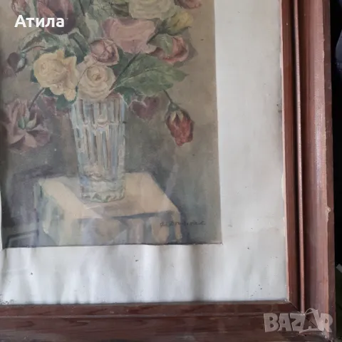 картина акварел 57/47 см, снимка 2 - Картини - 49815666