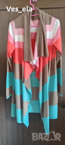 цветна отворена тънка памучна жилетка 