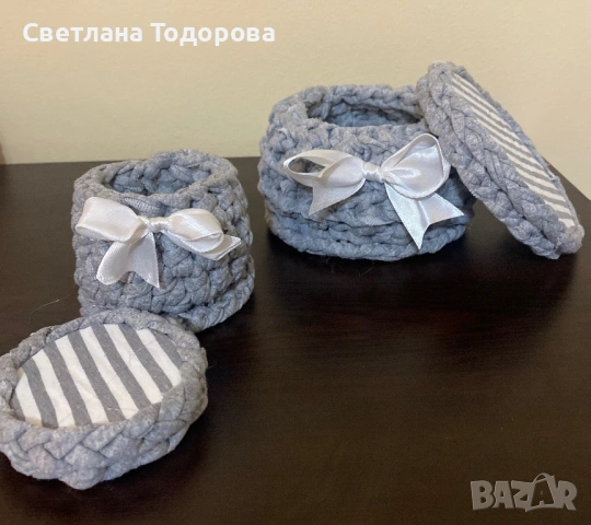 Плетени кутии и панерчета, снимка 4 - Декорация за дома - 53307041