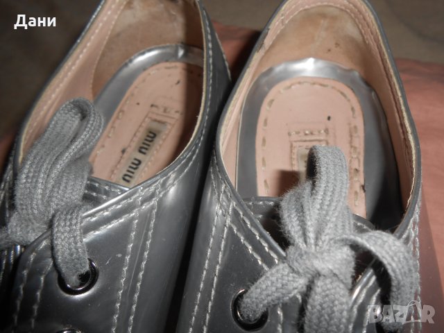 Miu Miu Silver Crystal Swarovski Leather Sneakers, снимка 6 - Дамски ежедневни обувки - 26638146