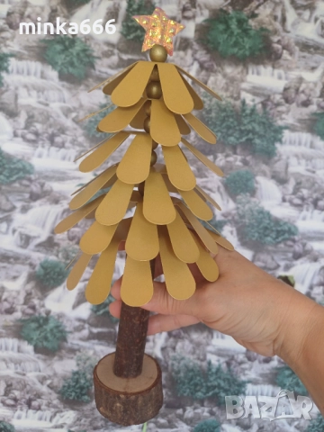 Коледна елхичка от дърво и метал, снимка 3 - Декорация за дома - 52385681