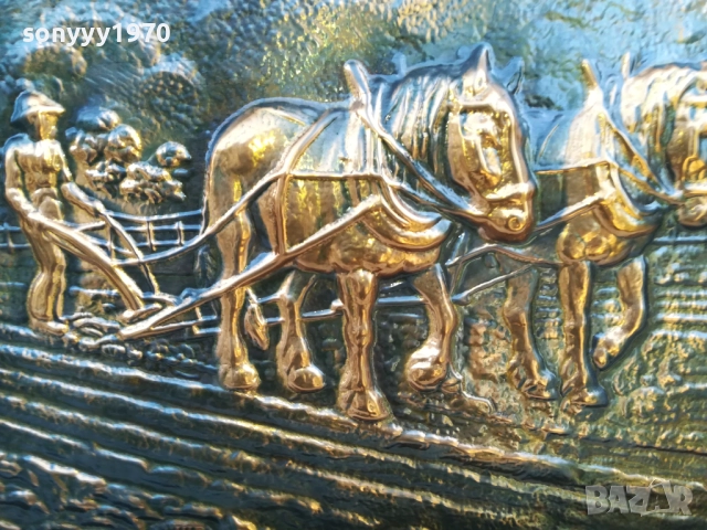 КАРТИНА-54Х40СМ-КОНЕ/ОРАН 1010251635, снимка 4 - Антикварни и старинни предмети - 52010720