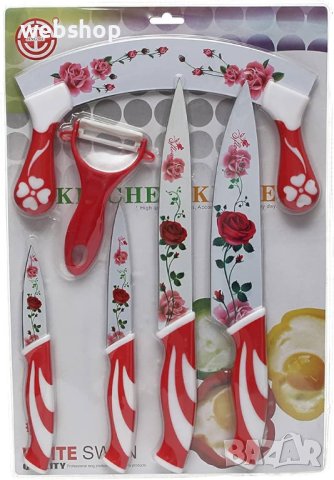 Кухненски Комплект от Керамични Ножове 6 части, снимка 5 - Прибори за хранене, готвене и сервиране - 43003543