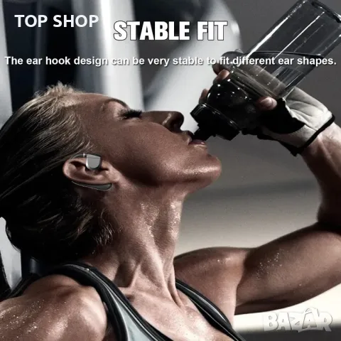 Bluetooth слушалка с микрофон, единична, отворено външно ухо, въздушна костна проводимост, с кука, снимка 2 - Безжични слушалки - 49445077