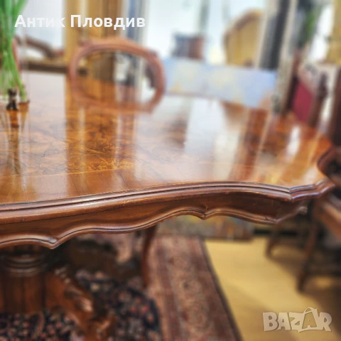 Антикварна маса в стил Луи Филип с масивна дърворезба, снимка 5 - Маси - 50470834