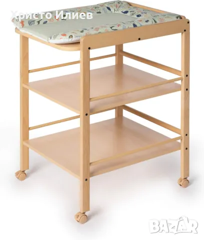 Дървена Маса за повиване с колела Повивалник Помощна маса Нова, снимка 1