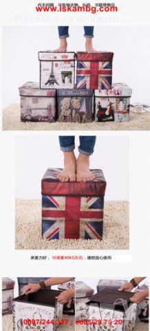 ТАБУРЕТКА ЗА СЪХРАНЕНИЕ ВИНТИДЖ СТИЛ  код 1925, снимка 6 - Други стоки за дома - 28588031