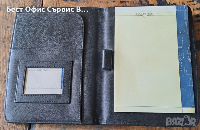 папка луксозна за документи кожена черна Марксман Marksman размер А5
