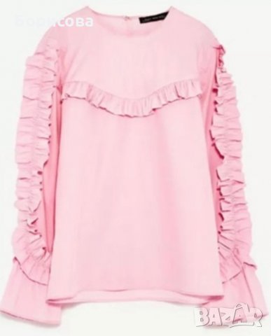 Блуза Zara в розово, снимка 5 - Ризи - 32782712