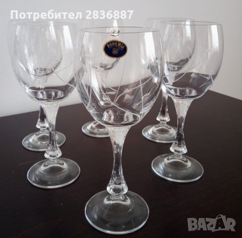 Сет 6 броя кристални чаши за вино Bohemia, снимка 7 - Сервизи - 35552753