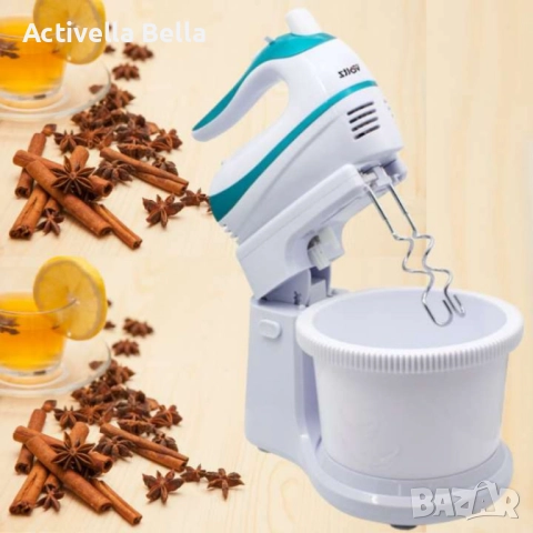Миксер с купа, 500W, 5 скорости, Бял/ Син, снимка 6 - Миксери - 52891507