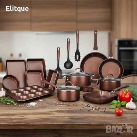 Комплект 20 части Edenberg EB-5655 от кован алуминий — незалепващо мраморно покритие 