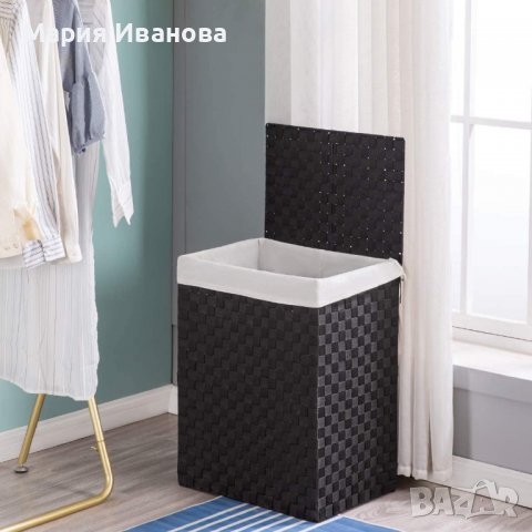 Пластмасов кош за пране с капак 91л, имитация на ратан YDSL45, снимка 3 - Други - 36663741