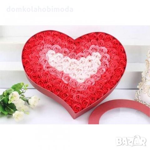 Сърце от рози 40 см / 36 см Червено , Розово , снимка 3 - Изкуствени цветя - 28034929