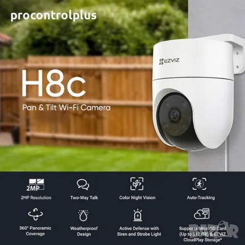 Продавам IP PTZ камера Ezviz H8c 2mp 4mm+Wi-Fi+Sd card+двупосочно аудио, снимка 2 - IP камери - 50422356