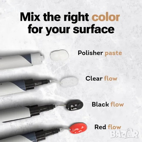 Комплект за ремонт на гранит, кварцови плотове, керамика, плочки (червен, черен и прозрачен цвят), снимка 7 - Други стоки за дома - 48011691