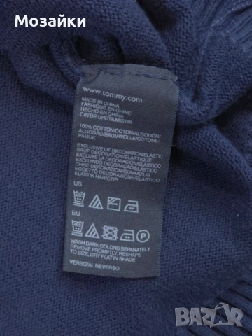 Мъжки пуловер Tommy Hilfiger Premium Cotton Тъмносин Ежедневен XL, снимка 7 - Пуловери - 53595694