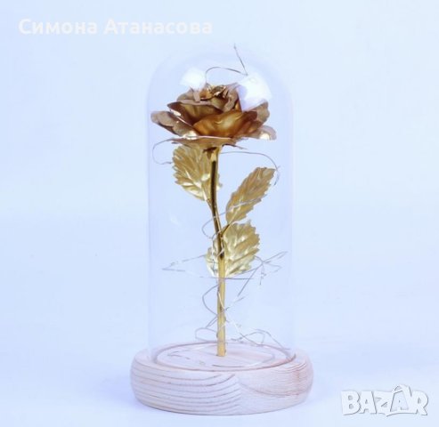 Вечна роза в стъкленица с LED светлина, снимка 1