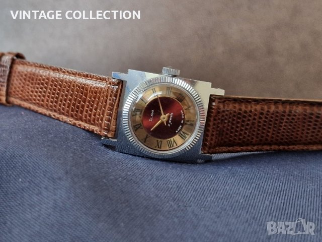 СЛАВА/ SLAVA Руски Механичен Часовник Дамски USSR Колекционерски Винтидж, снимка 2 - Дамски - 43800051