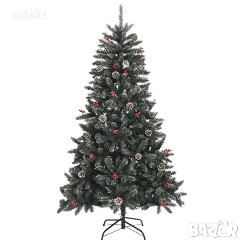 vidaXL Изкуствена коледна елха със стойка, зелена, 150 см, PVC(SKU:345179), снимка 2 - Други - 52638782