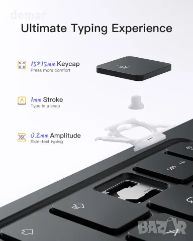 Калъф с клавиатура Inateck за iPad 10th Gen 2022/Air 2024 11 инча, 7-цветна подсветка, BK2007, снимка 7 - Таблети - 47292455