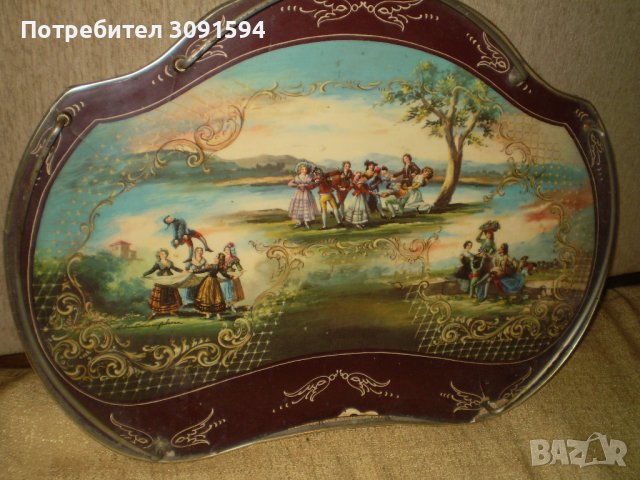 Голям поднос 1950 г., сцени от Гоя  поднос с дръжки, поднос за закуска, снимка 11 - Антикварни и старинни предмети - 42969287