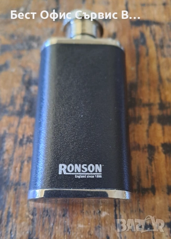 бутилка за алкохол манерка метал с кожа Ronson Ронсон, снимка 2 - Колекции - 53073359