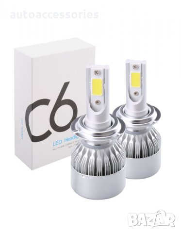 3020049274 Комплект LED , Диодни Крушки за фар Amio 2бр С6 H7 - 36W , Над 150% по-ярка светлина