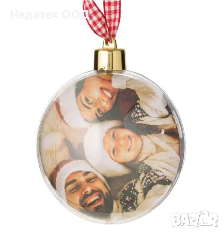 Коледна, Декоративна, Украса, Топка за елха, Снимка, Прозрачен, 8см