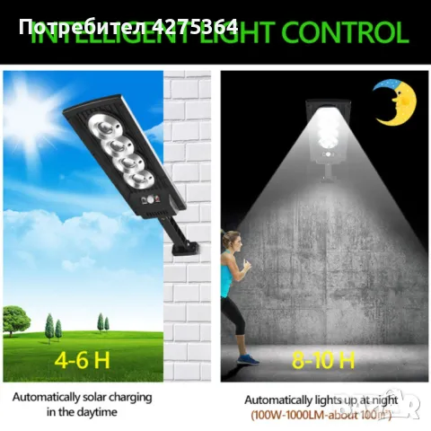 Водоустойчива соларна лампа с дистанционно управление, снимка 1