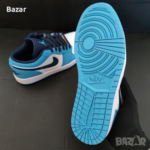 Нови Оригинални Маратонки Nike Air Jordan 1 Low unc Обувки Размер 42 и 43 номер сини бели черни blue, снимка 7 - Маратонки - 39180705