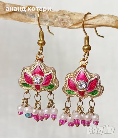 Ръчно емайлирани традиционни обеци от Раджастан М34, снимка 3 - Обеци - 23404697