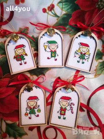 Коледни декорации с ръчна бродерия, снимка 4 - Декорация за дома - 34831746
