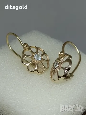 Нови 14К златни обеци с естествени топази, снимка 1
