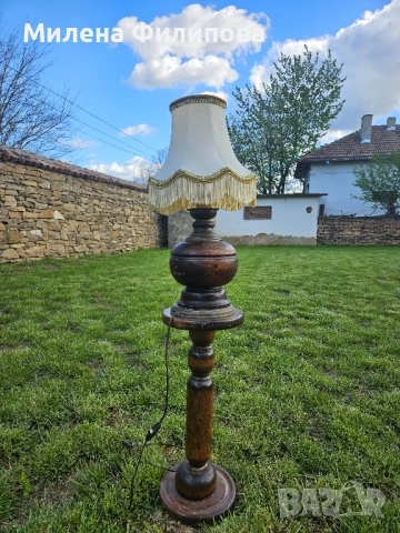 Старинна лампа с ресни, снимка 3 - Настолни лампи - 50476506