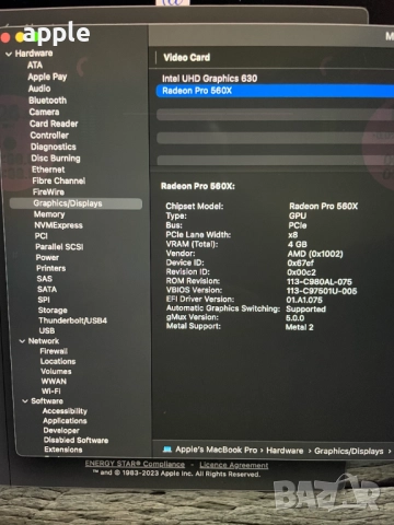 15" 8-core MacBook Pro А1990 Touch/Mid-2019/-i9/16GB RAM/512GB SSD, снимка 11 - Лаптопи за работа - 47318615