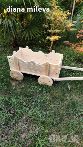 Дървена Каручка за градината!!, снимка 15 - Градински мебели, декорация  - 51132618