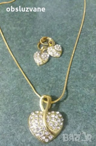 Комплект "Златни кристални сърца 💥", снимка 2 - Бижутерийни комплекти - 32803299