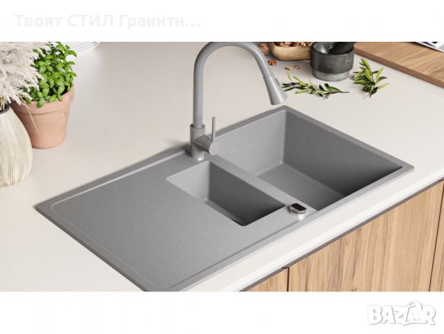 Кухненска Мивка от Гранит модел Ибиса 900 x 500 Supreme Duo - графит, снимка 4 - Други - 38076592