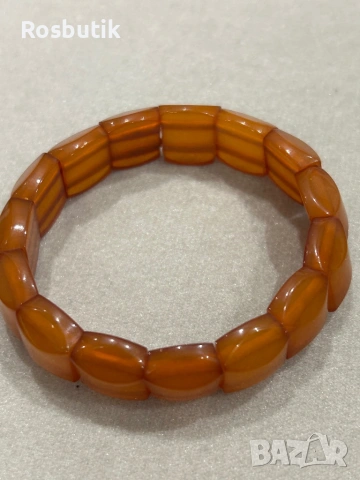 Съветска старинна гривна от кехлибар , снимка 3 - Гривни - 53355926