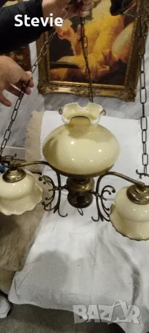 Ретро полилей - с 4 бр. осветителни тела, снимка 2 - Полилеи - 48227829