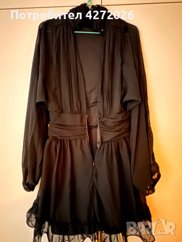 Дамска къса черна рокля, снимка 2 - Рокли - 53499996