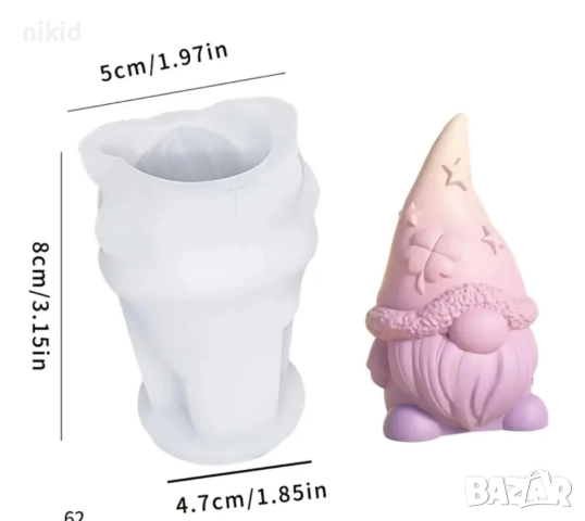 3D Джудже Гном с детелина цвете силиконов молд форма шоколад гипс смола свещ декор, снимка 4 - Форми - 51884847