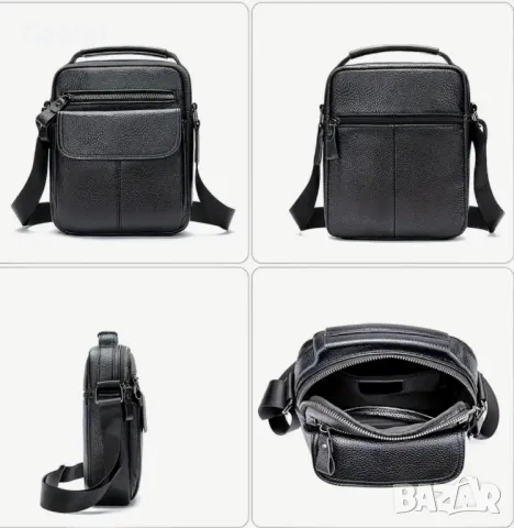 Мъжка практична и стилна бизнес чанта /Черна естествена кожа!, снимка 6 - Чанти - 49307558